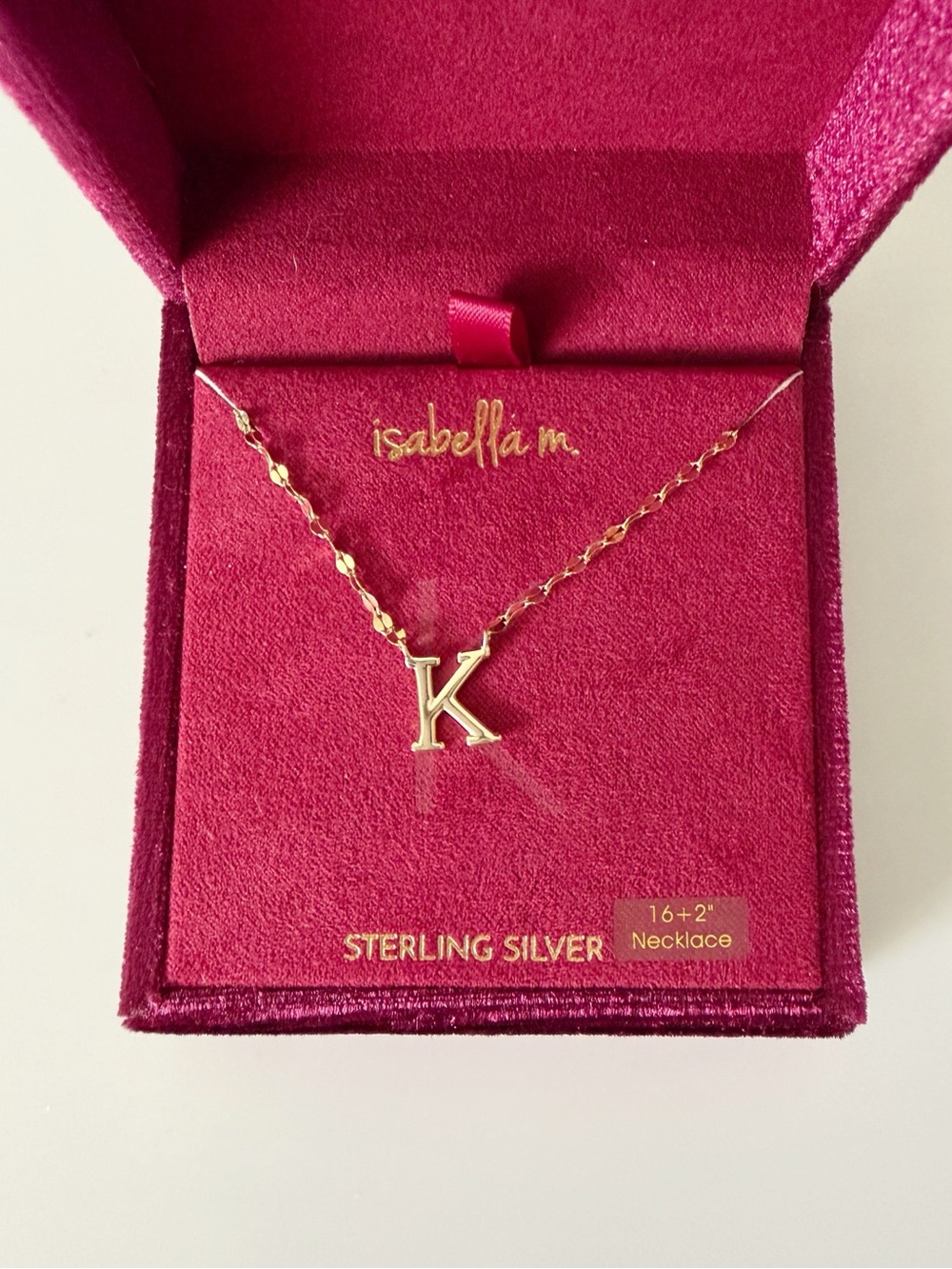 Isabella M. Sterling Silver Gold Tone Monogram Initial K Minimalist Necklace
